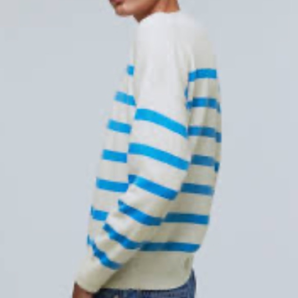 Madewell (Re)sponsable Cashmere Oversized Cream and Blue Striped Sweater